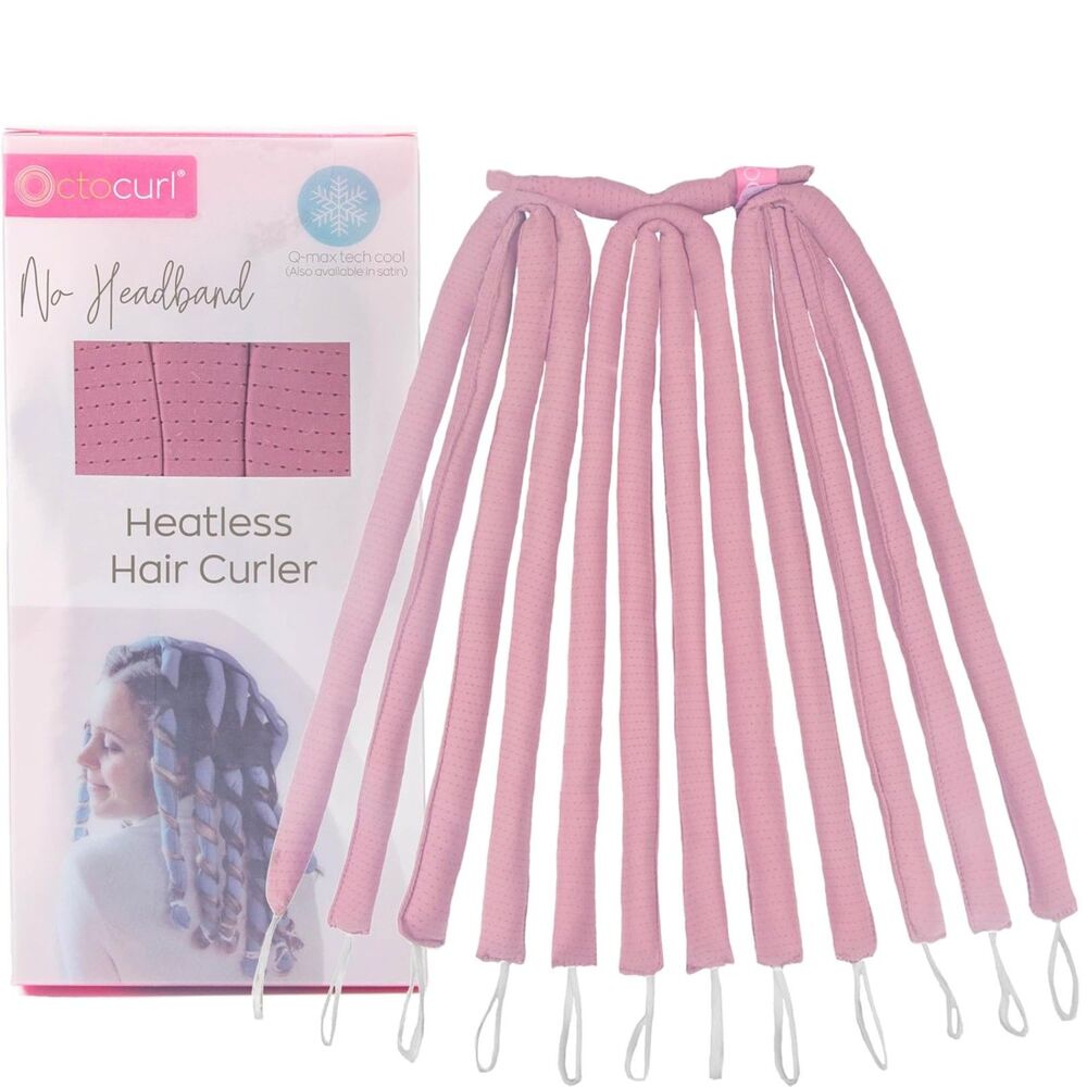 Octocurl No Headband Heatless Hair Curler Pink Q-Max Tech Cool Complete NIB